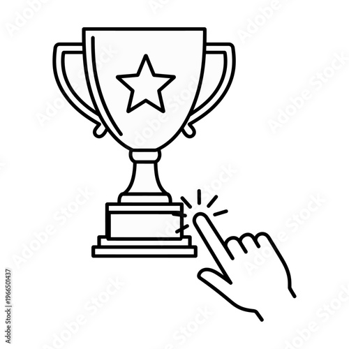 Vector of a hand reaching out to touch a trophy with a star