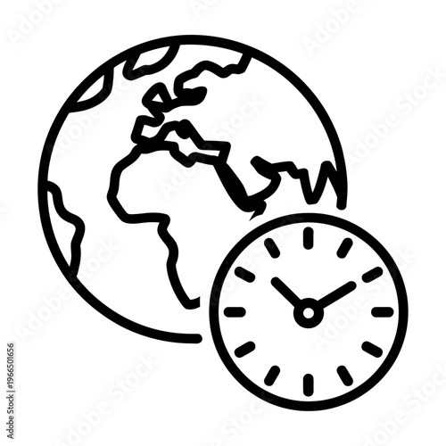 Vector of a globe with a clock representing time zones