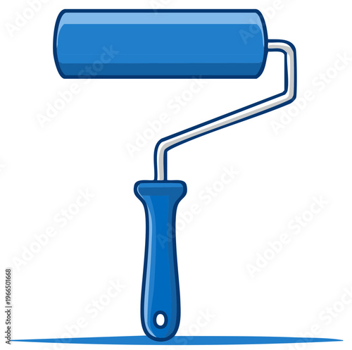 Vibrant Blue Paint Roller Illustration for DIY Home Improvement Projects and Decorative Painting Artwork