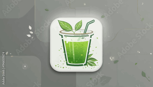 glass of fresh green smoothie and matcha tea