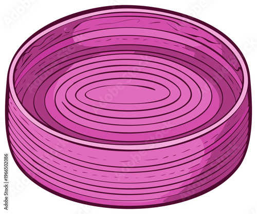 Vibrant pink shallow dish with unique circular pattern illustration
