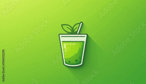 glass of fresh green smoothie and matcha tea