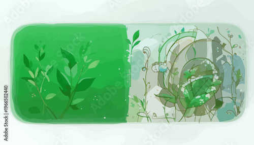 glass of fresh green smoothie and matcha tea