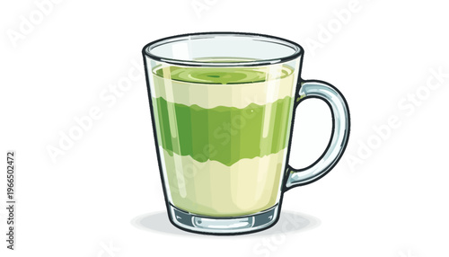 glass of fresh green smoothie and matcha tea