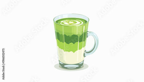 glass of fresh green smoothie and matcha tea