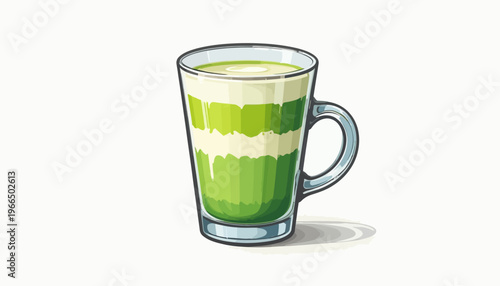 glass of fresh green smoothie and matcha tea