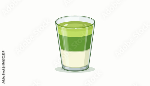 glass of fresh green smoothie and matcha tea