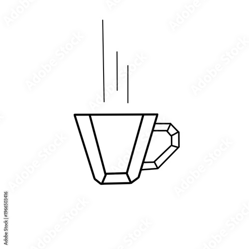 Minimalist geometric coffee cup icon line artcup of coffee