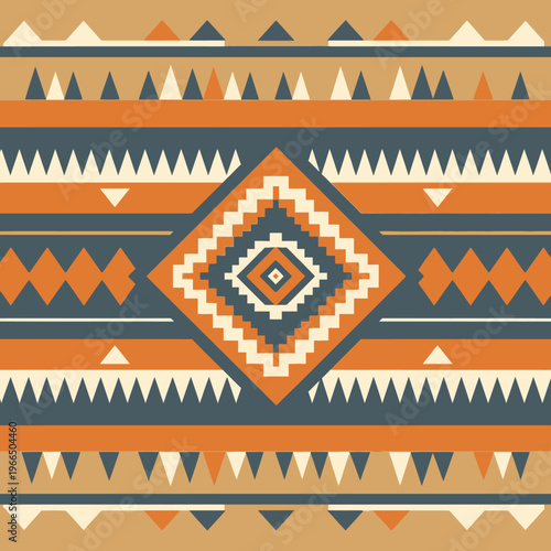 Schilderij op canvas Southwestern Geometric Pattern with Tribal Ethnic Motif