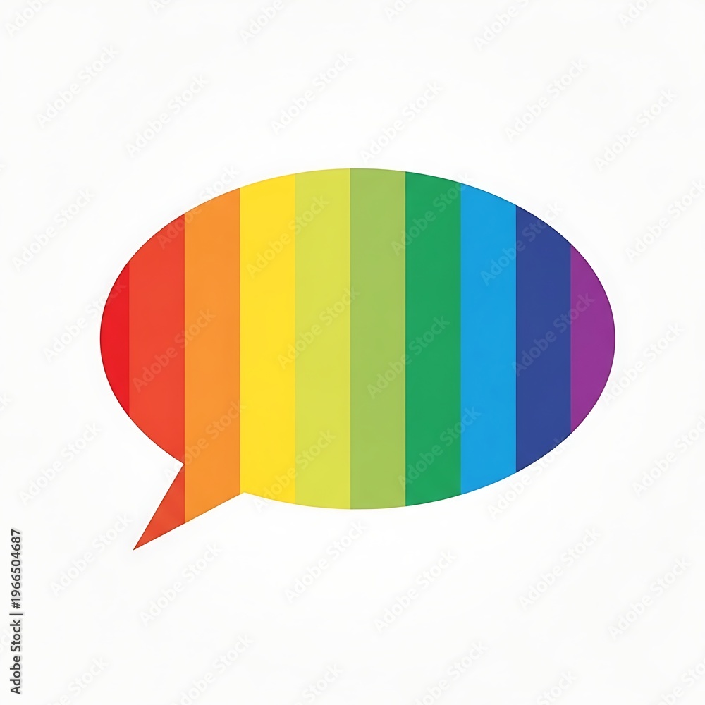 Obraz premium A rainbow-colored speech bubble on a white background