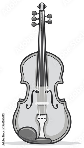 Detailed Illustration of a Gray Violin Isolated on White Background