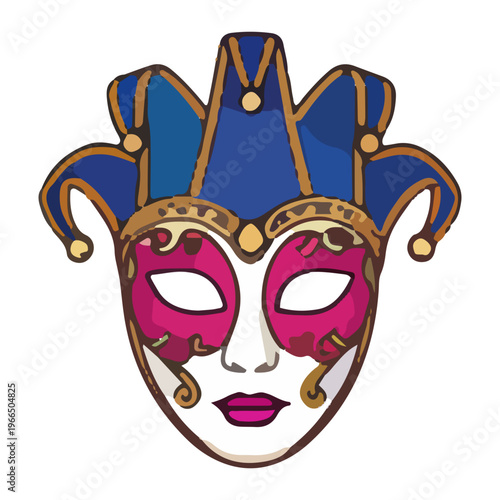 Jester Carnival Mask Illustration