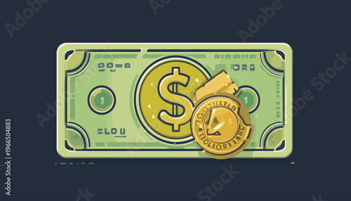 vector illustration of a dollar coin