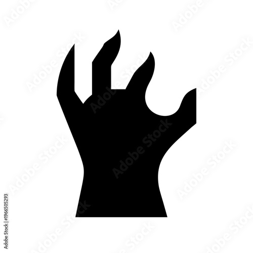 Silhouette of a scary monster hand with sharp claws