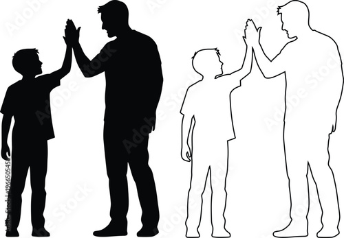 Adults giving high fives to excited children illustration