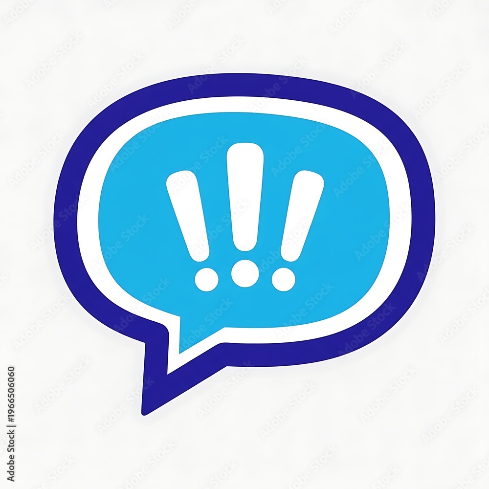 Obraz premium A blue speech bubble with three exclamation marks
