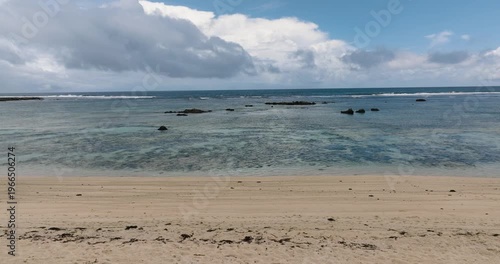 Wallpaper Mural Sandy beach with clear water and coral reef leading to the ocean horizon. Siargao, Philippines. Torontodigital.ca