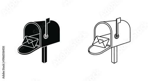 Two mailbox icons one filled and one outlined depicted in a striking silhouette