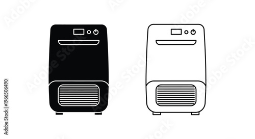 Two home air cooler one filled one outlined in a simple silhouette
