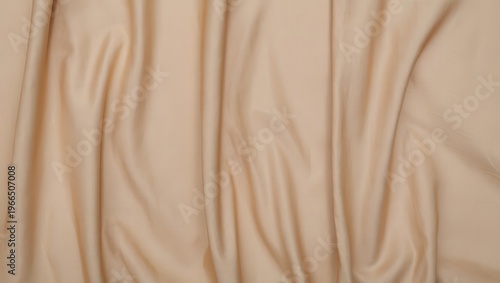 Beige linen fabric texture with soft natural folds and organic textile wave patterns