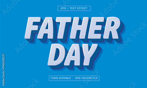 3D White and Blue Bold Father Day Editable Text Effect