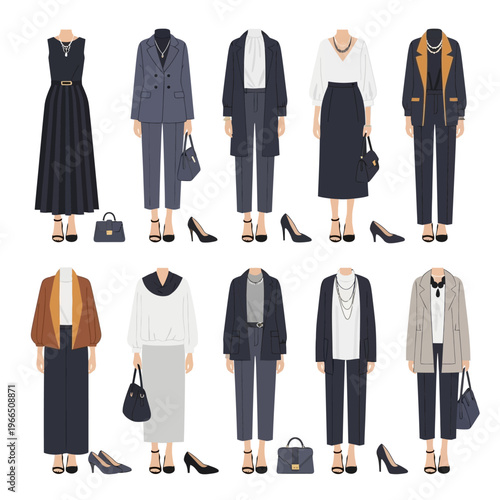 Elegant Women's Business Fashion Outfits Collection, Professional Attire Set