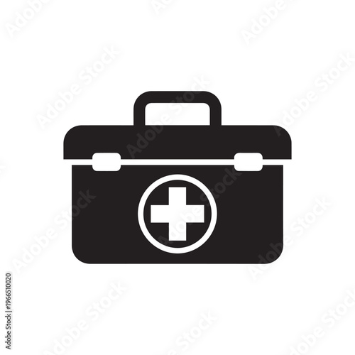 First Aid Box Silhouette, Medical Emergency Vector Illustration
