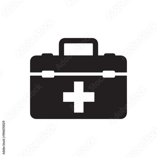 First Aid Box Silhouette, Medical Emergency Vector Illustration