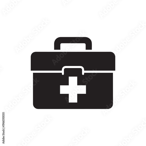 First Aid Box Silhouette, Medical Emergency Vector Illustration