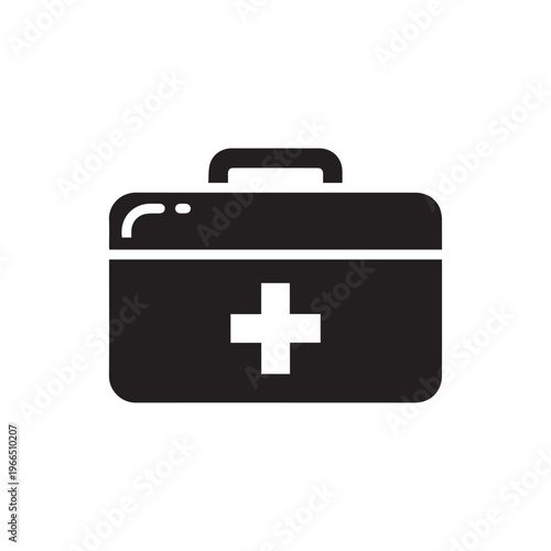 First Aid Box Silhouette, Medical Emergency Vector Illustration