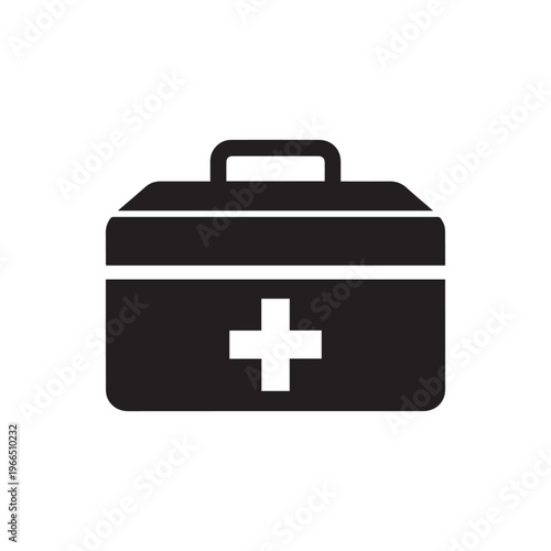 First Aid Box Silhouette, Medical Emergency Vector Illustration