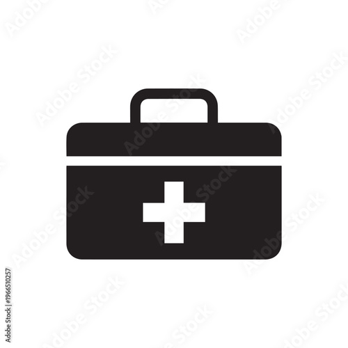 First Aid Box Silhouette, Medical Emergency Vector Illustration