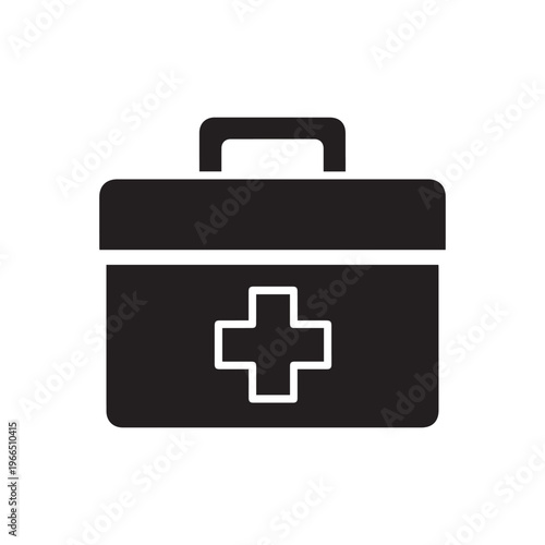 First Aid Box Silhouette, Medical Emergency Vector Illustration