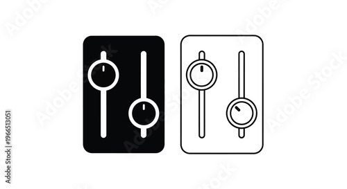 Two contrasting switch icons one dark one light featuring circular dials