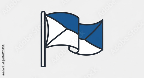 Stylized Czech Republic flag illustration with blue and white colors.