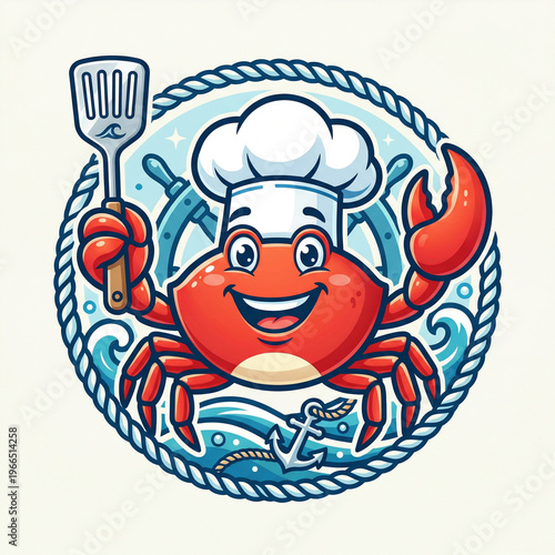 Crab Chef Seafood Restaurant Mascot Logo