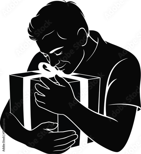 Man opening a gift box with a surprised expression