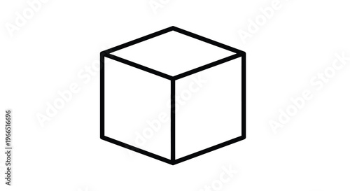 Isometric view of a simple black cube on a white background