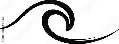 A black wave design with smooth curves and flowing lines