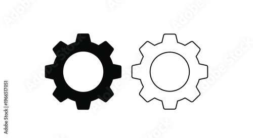 Two gear icons one black and one white side by side
