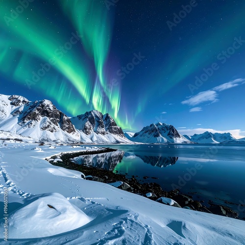 A serene winter landscape with aurora borealis (7)
