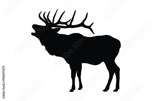Elk silhouette vector, black moose silhouette