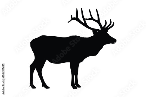 Elk silhouette vector, black moose silhouette