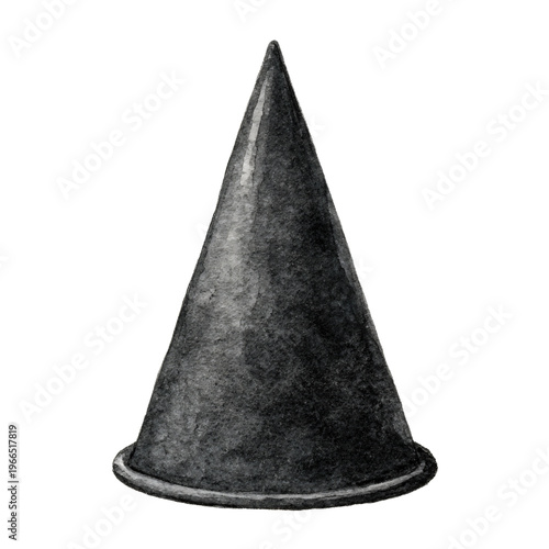 Elegant Black Party Hat Watercolor Isolated on White Background for Celebrations