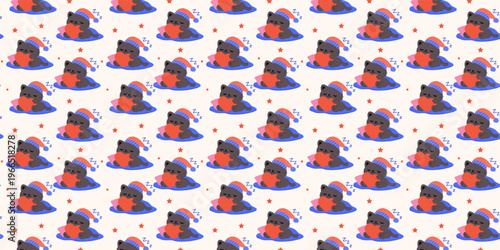 Set of Cute retro doodle cats. Funny abstract cat or kitten characters different poses, Seamless Pattern with Cute Cartoon Cat Design on White Background