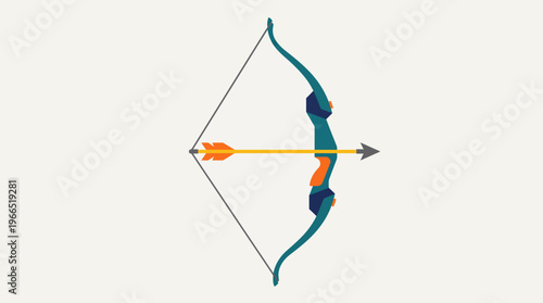 Illustration of a Bow and Arrow Ready to Shoot.
