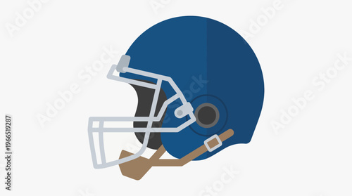 Isolated blue American football helmet with face mask protection.