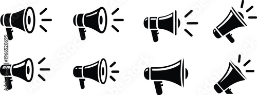 Set of megaphone icons for announcements and marketing