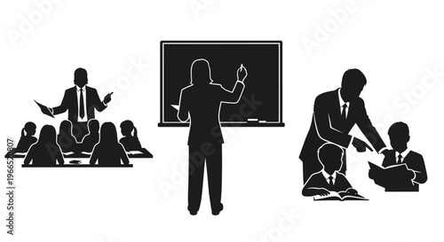 Teacher Activity Silhouette – Education Teaching Vector Illustration