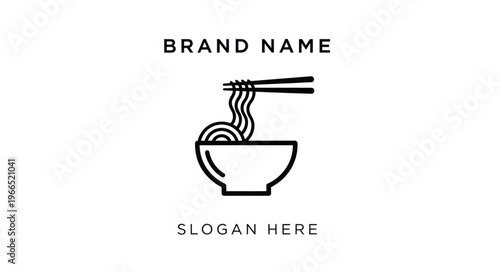 Simple bowl of noodles with chopsticks logo design.